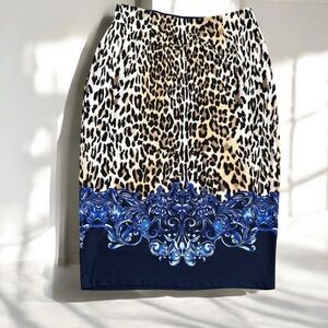 Boston Proper Pencil Skirt Animal Print Scrolled-XS